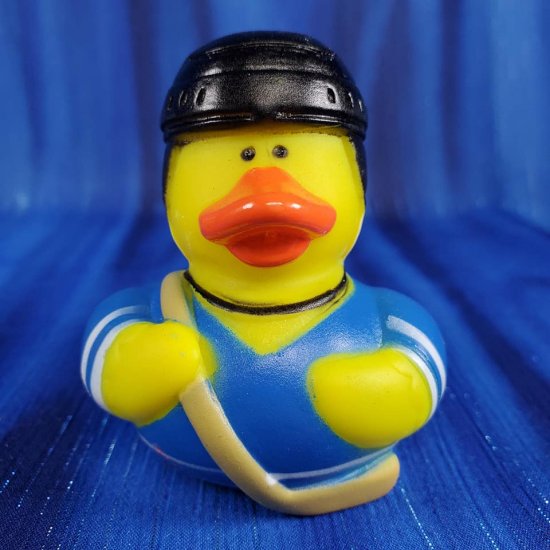 Hockey Rubber Duck - Blue Team - Click Image to Close