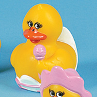 Retired Baby Girl Rubber Duck with Rattle - Click Image to Close