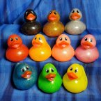 10 Bright-Eyed Shiny Glitter Rubber Ducks