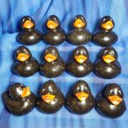 12 Bright-Eyed Shiny Glitter Black Rubber Ducks
