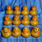 12 Bright-Eyed Shiny Glitter Gold Rubber Ducks